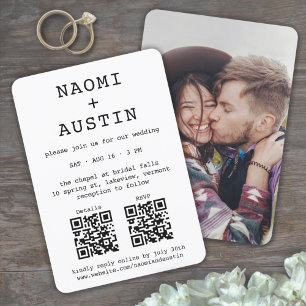 Petite Typewriter All-In-One QR Code Photo Wedding Invitation
