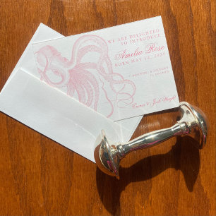 Petite Vintage Octopus Birth Announcement for Girl