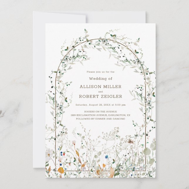 Petite Wildflower Arch Wedding Invitation (Front)