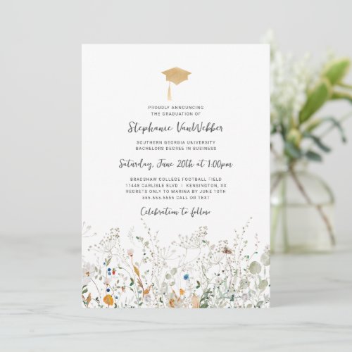 Petite Wildflower Graduation Celebration Invitation