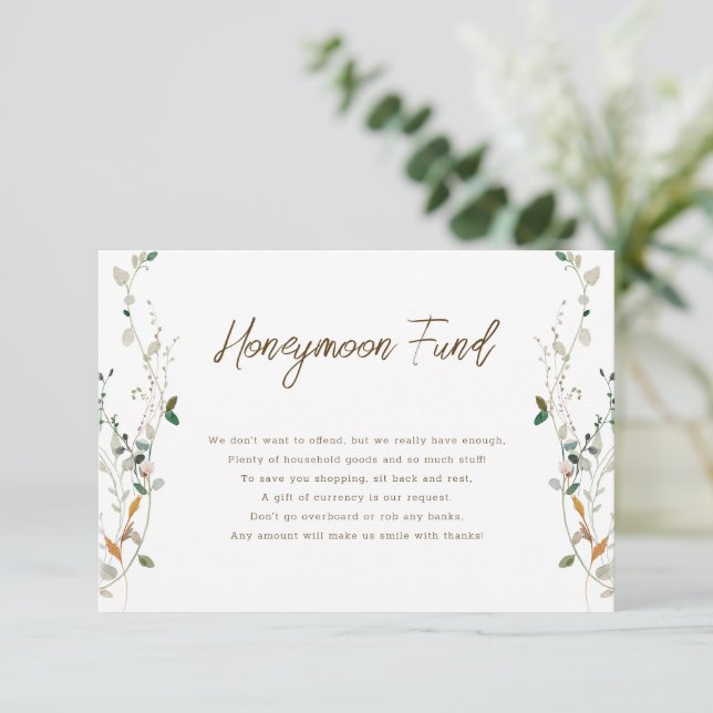 Petite Wildflower Honeymoon Fund card (Standing Front)