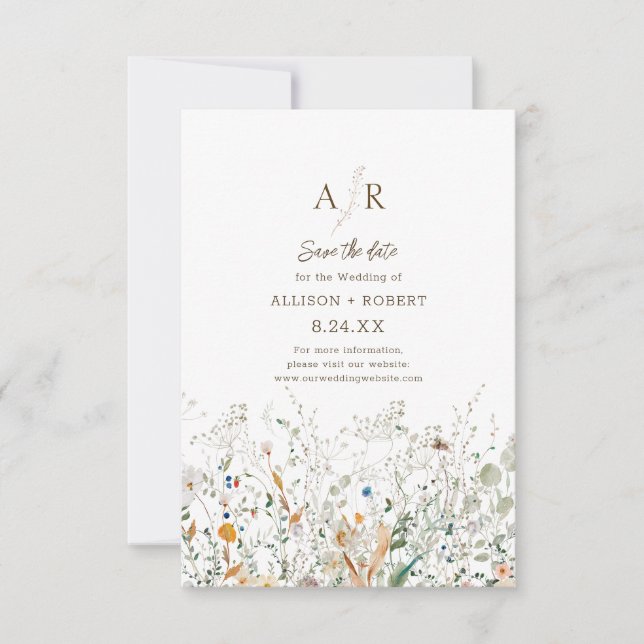 Petite Wildflower Monogram Save the Date (Front)
