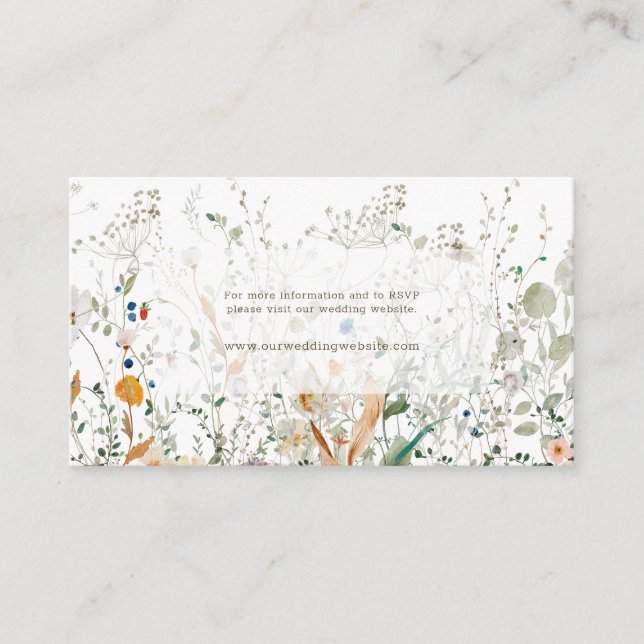 Petite Wildflower RSVP wedding website enclosure Card (Front)
