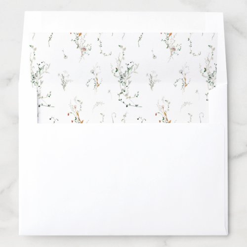 Petite Wildflower wedding Envelope Liner