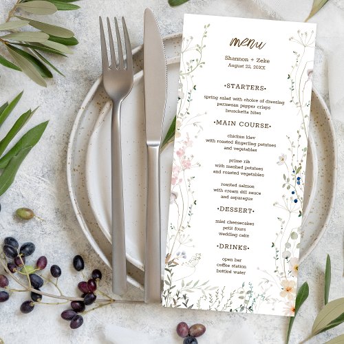 Petite Wildflower Wedding Menu