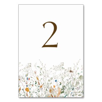 Petite Wildflower Wedding Table Number by lemontreeweddings at Zazzle
