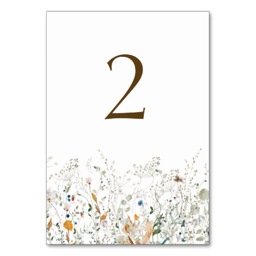 Petite Wildflower Wedding Table Number