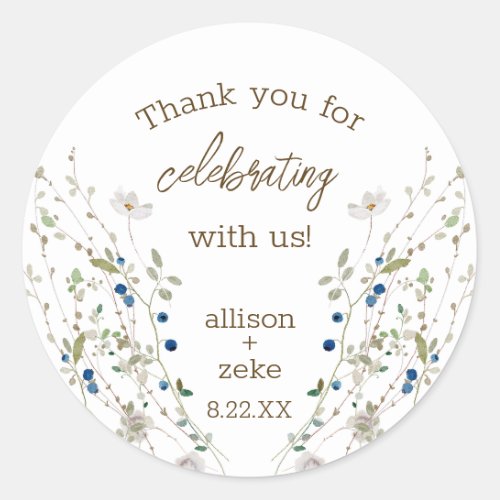Petite Wildflower Wedding thank you favor Classic Round Sticker