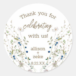 Petite Wildflower Wedding thank you favor Classic Round Sticker