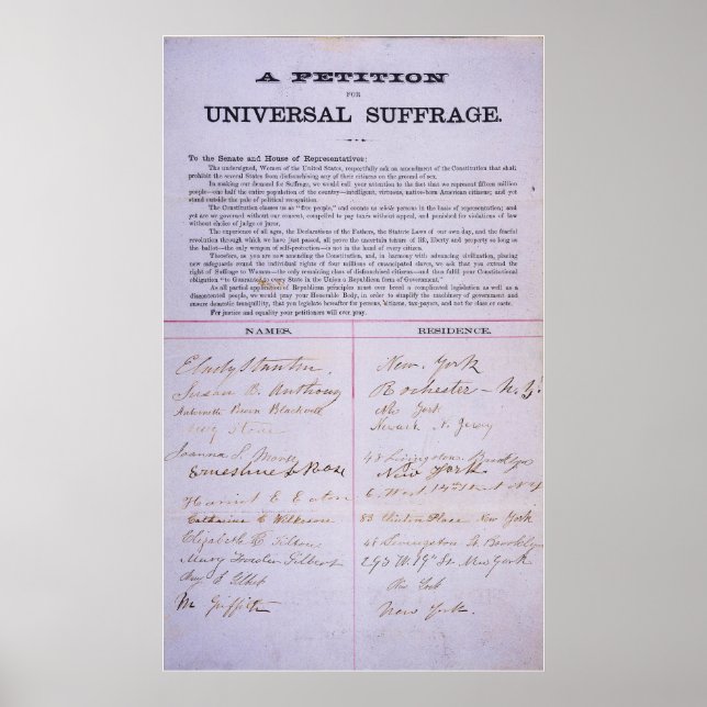 Petition for Universal Suffrage Women Voting Right Poster (Front)