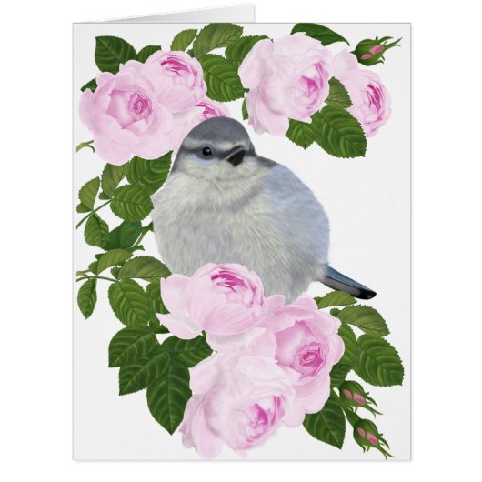 PetitRose "Little Bird and Roses",Big Postcard (Front)