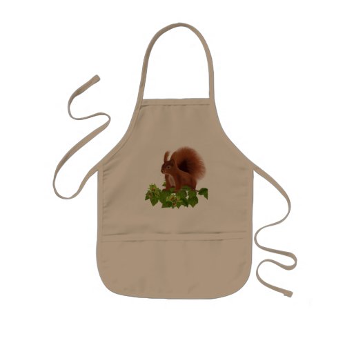 PetitRose Squirrel on Hazelnut twig Kids Apron