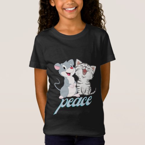 petits chat et souris en paix t_shirts filles