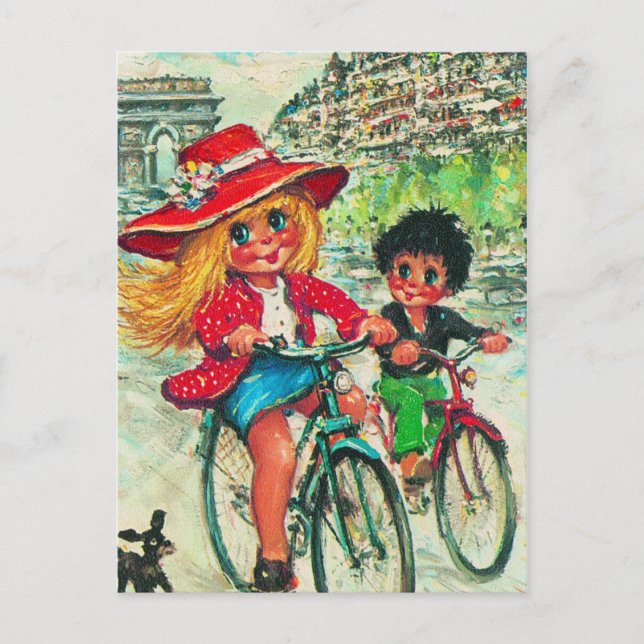 Petits Poulbots à vélo 2 Postcard (Front)