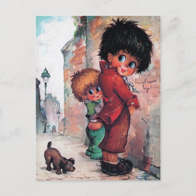 Petits Poulbots pipi Postcard (Front)
