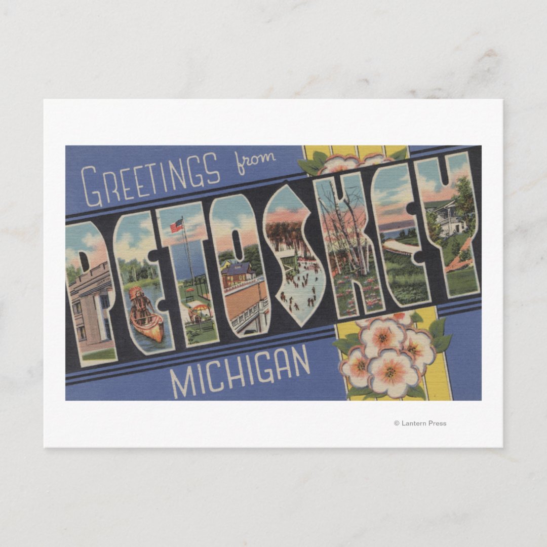 Petoskey, Michigan - Large Letter Scenes Postcard | Zazzle