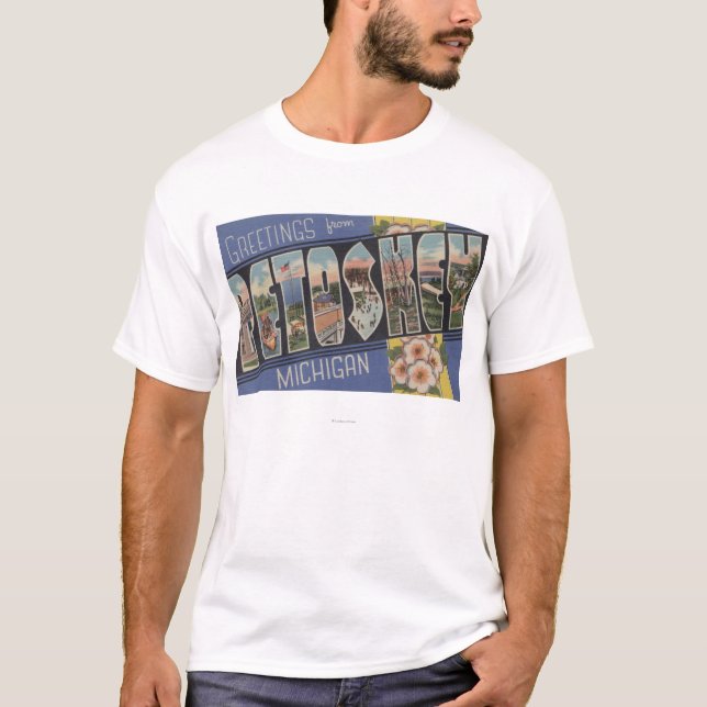 Petoskey, Michigan - Large Letter Scenes T-Shirt (Front)