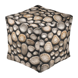 Petoskey Stone Abstract Pouf