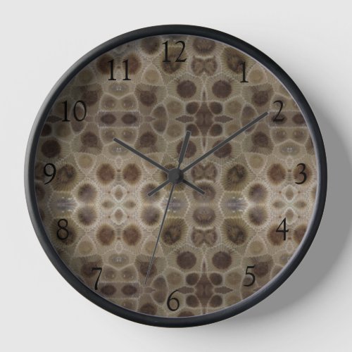 Petoskey Stone brown tan stone pattern Clock
