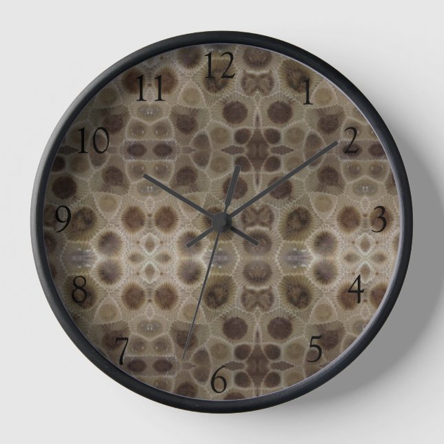 Petoskey Stone brown tan stone pattern Clock (Front)