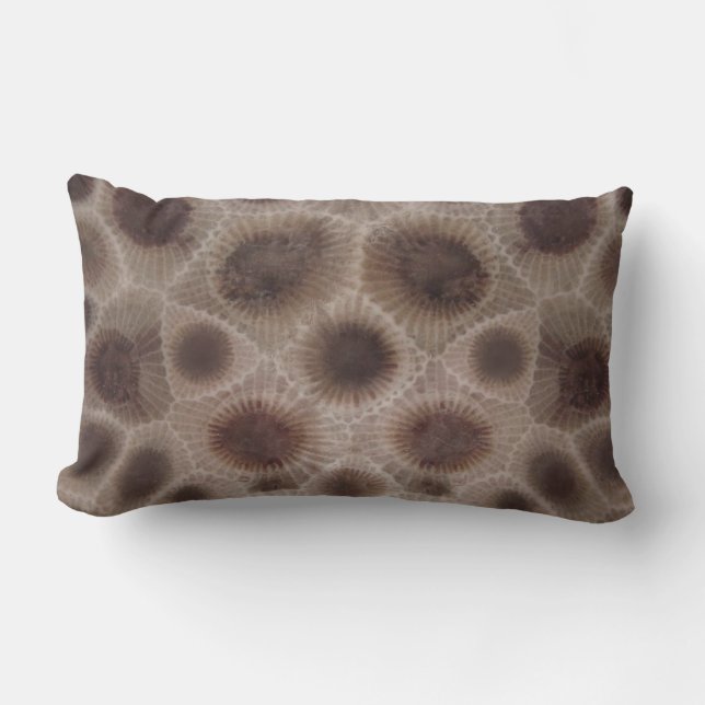 Petoskey Stone, Great Lake State, fossil pattern  Lumbar Pillow (Front)