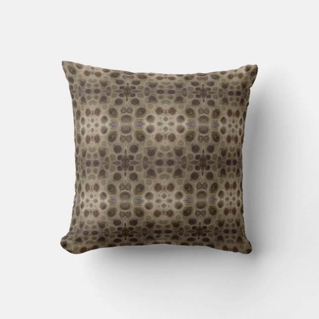 Petoskey Stone, Great Lake State, fossil pattern  Throw Pillow (Front)