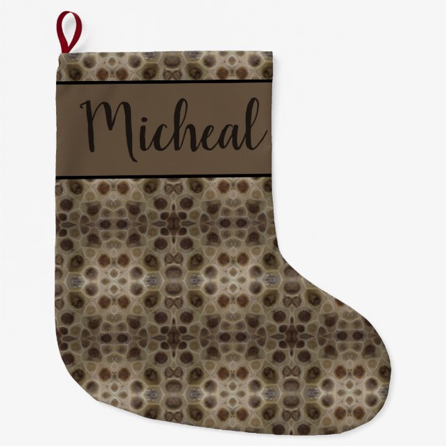 Petoskey Stone Large Christmas Stocking (Front)