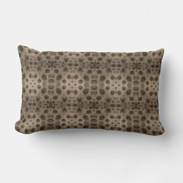Petoskey Stone Michigan state fossil  Lumbar Pillow (Front)