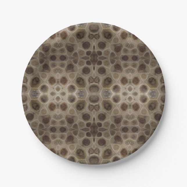 Petoskey Stone michigan state stone fossil Paper Plates (Front)