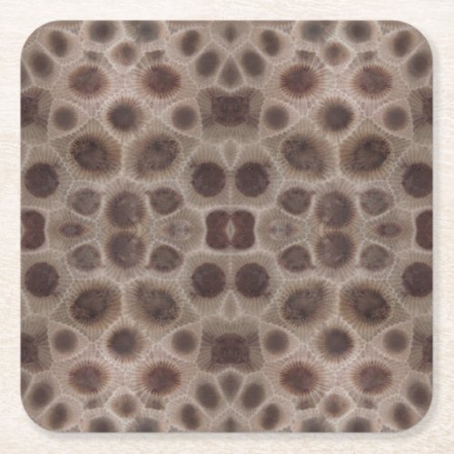 Petoskey Stone michigan state stone fossil Square Paper Coaster