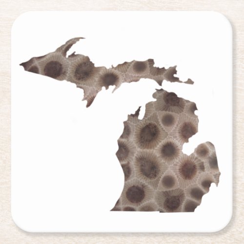 Petoskey Stone michigan state stone fossil Square Paper Coaster