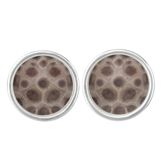 Petoskey stone pattern cufflinks (Front)