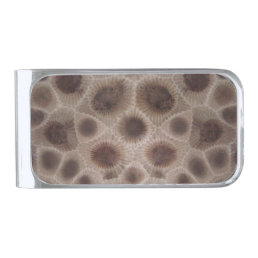 Petoskey Stone Silver Finish Money Clip