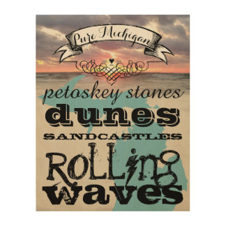 Petoskey Stones Dunes Sandcastles Rolling Waves Wood Wall Art