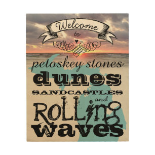 Petoskey Stones Dunes Sandcastles Rolling Waves Wood Wall Art