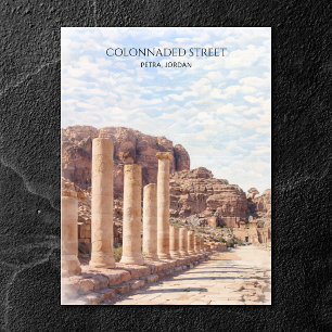 Petra Colonnaded Street Watercolor Heritage Travel Holiday Postcard