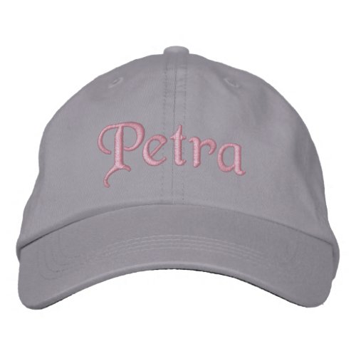 Petra Embroidered Baseball Cap Hat Pink Gray