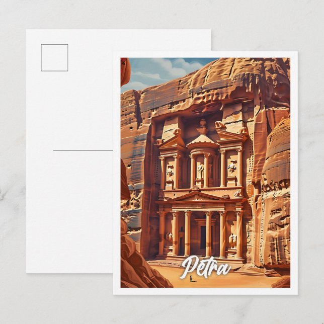 Petra Jordan Artistic Travel Illustration Postcard (Front/Back)
