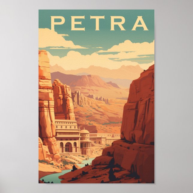 Petra Jordan Famous Vintage Travel Place Poster (Front)