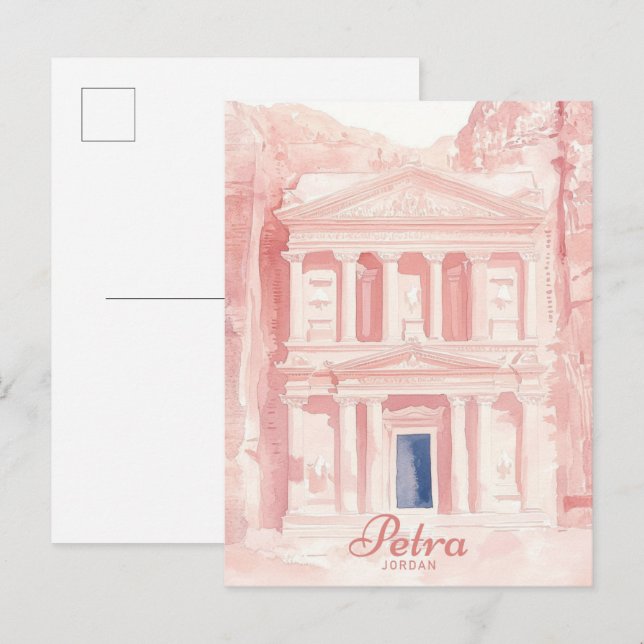 Petra Jordan Gouache Paint Illustration Travel Postcard (Front/Back)