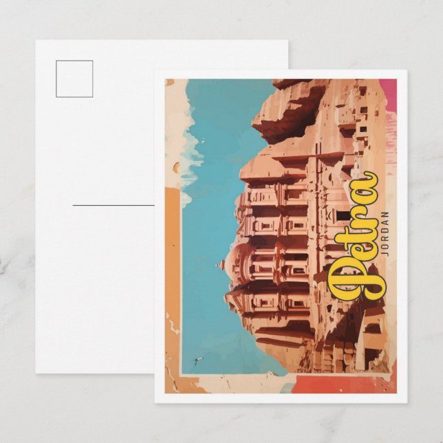 Petra Jordan Pop Art Travel Illustration Postcard (Front/Back)