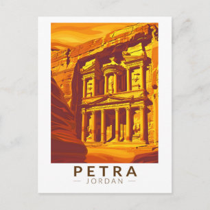 Petra Jordan Sunset Travel Art Vintage Postcard