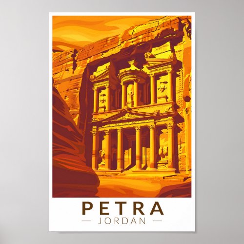 Petra Jordan Sunset Travel Art Vintage Poster
