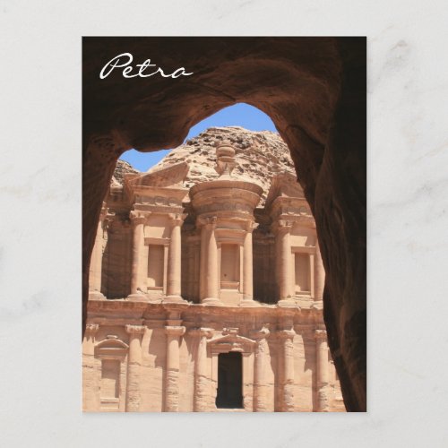 petra monastery archway postcard