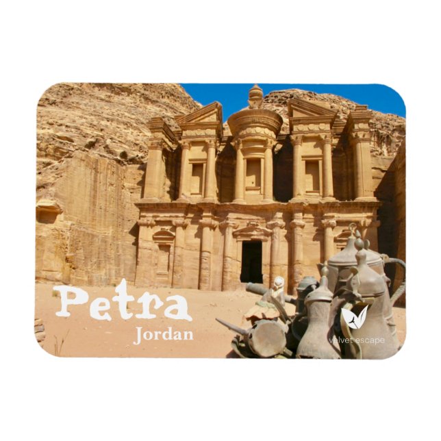 Petra monastery in Jordan magnet by Velvet Escape (Horizontal)