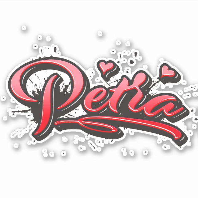 Petra red Heart Graffiti sticker (Front)
