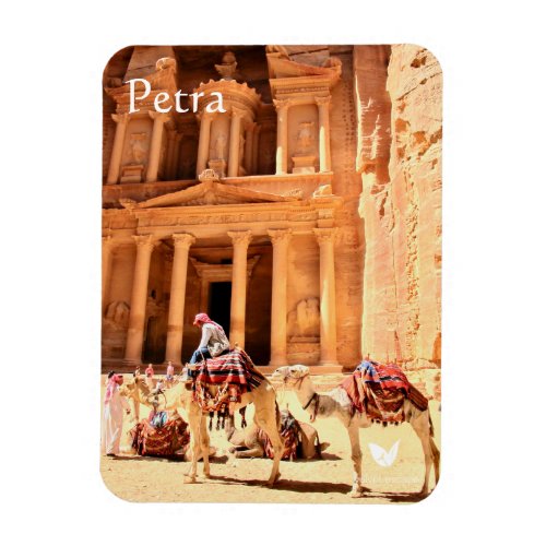 Petra _ Treasury and camels _ fridge magnet