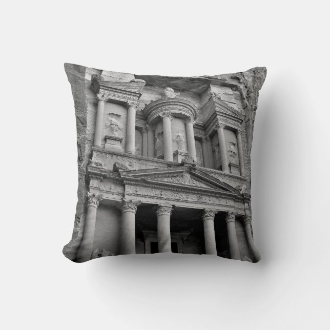 Petra Treasury Building Throw Pillow (Front)