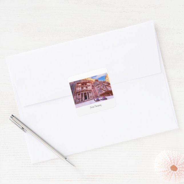 Petra Treasury Square Sticker (Envelope)