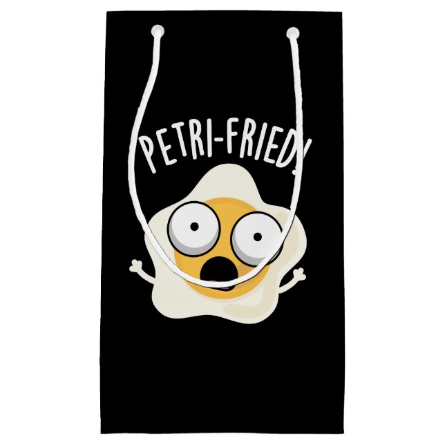 Petri-fried Funny Fried Egg Pun Dark BG Small Gift Bag (Front)